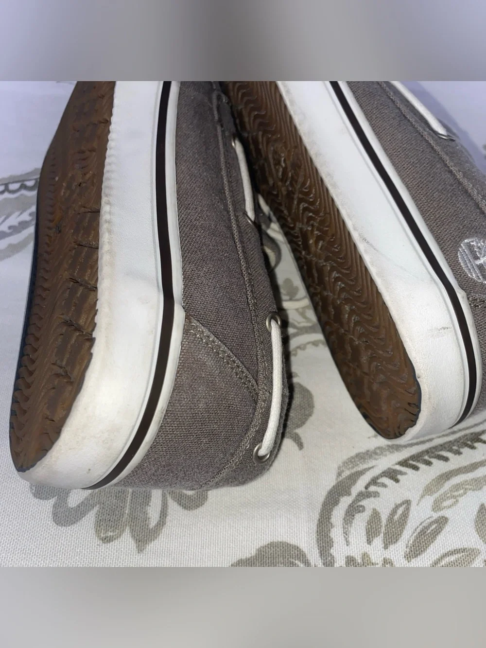 Timberland Earthkeepers Men's Gray Canvas Lace-Up Boat Shoes Size 10